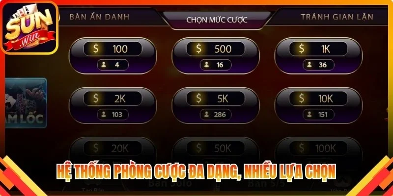 Hệ thống phòng cược đa dạng, nhiều lựa chọn