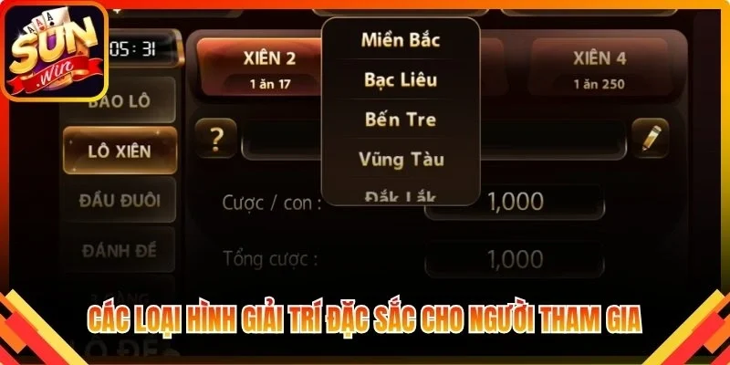 Các loại hình giải trí đặc sắc cho người tham gia trải nghiệm
