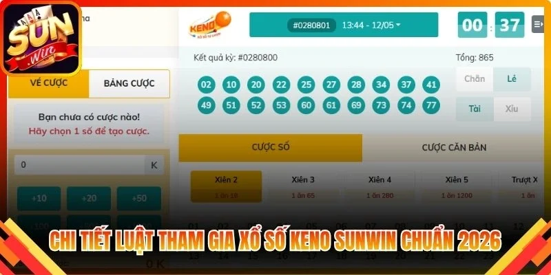 Chi tiết luật tham gia xổ số Keno Sunwin chuẩn 2026