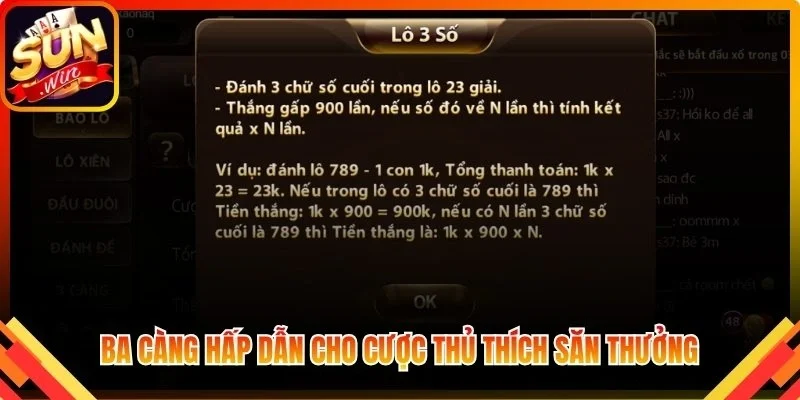 Ba càng hấp dẫn cho cược thủ thích săn thưởng